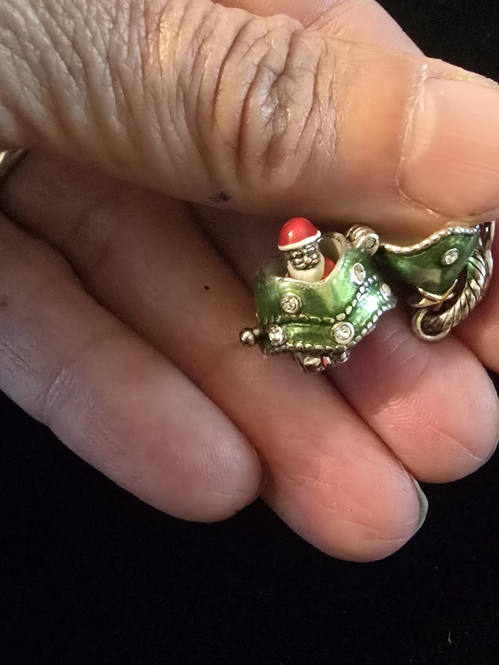 BRIGHTON CHARM Christmas Tree Green and Gold Charm Pendant - Picture 4 of 6